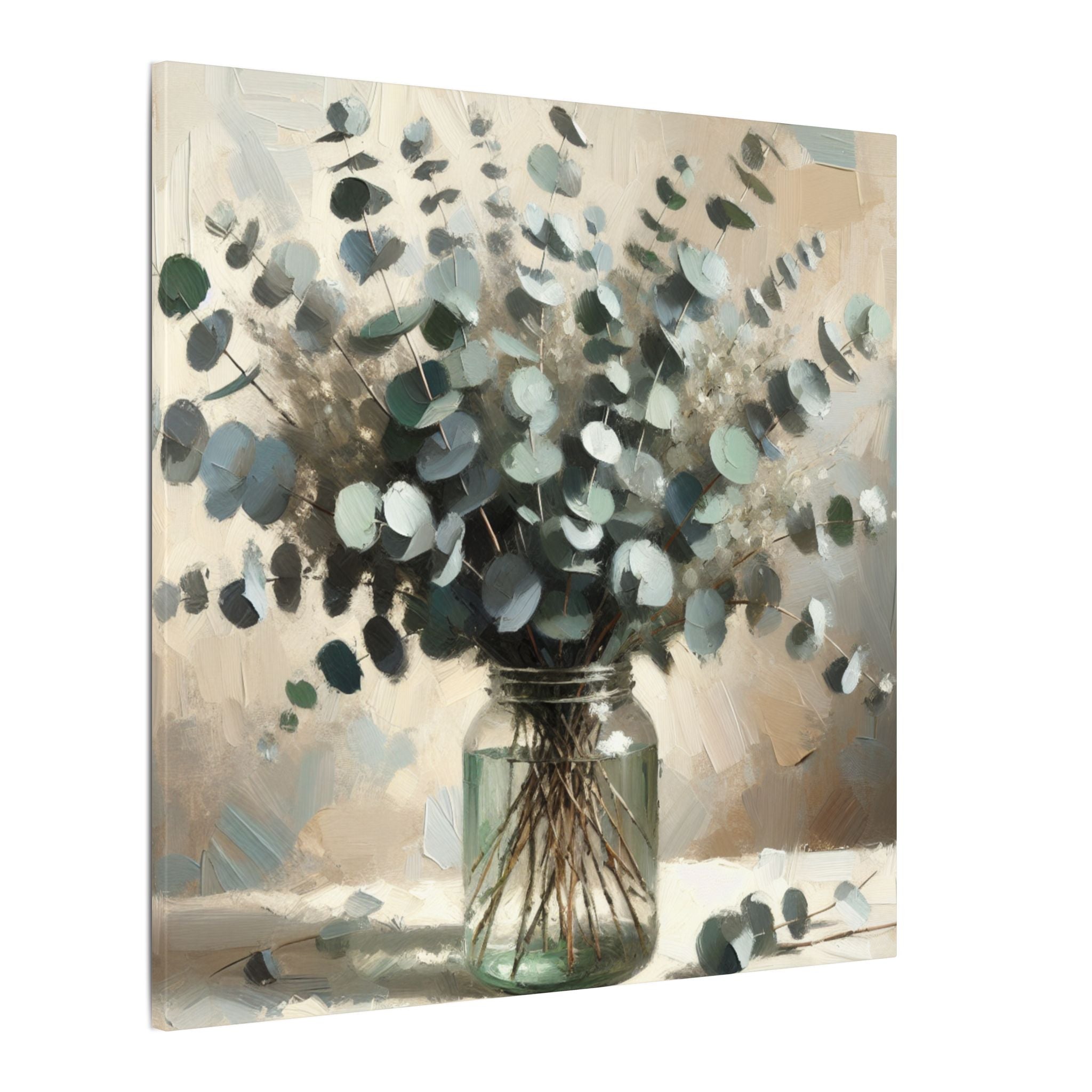 Eucalyptus Herbs in Jar Watercolor Canvas