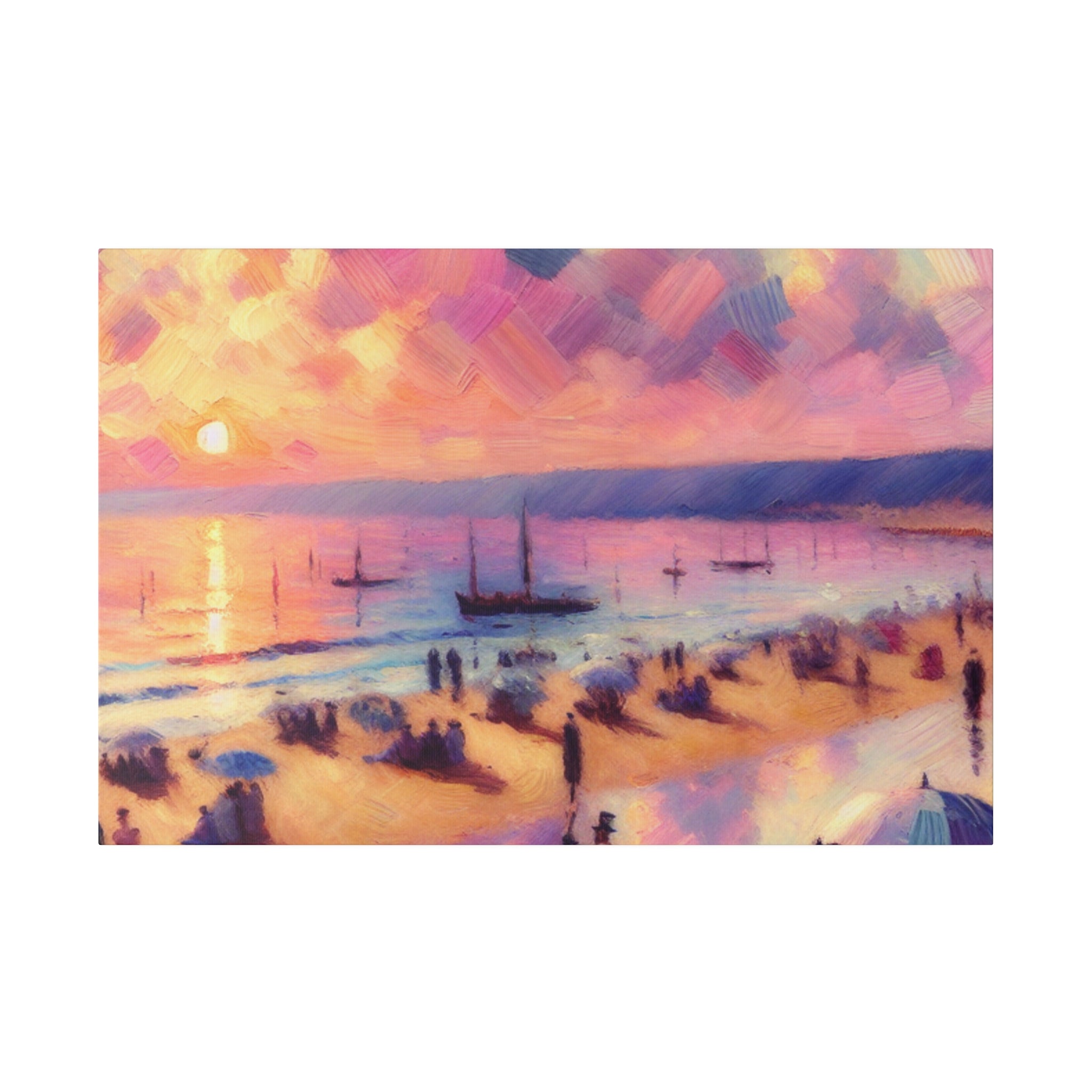 Serene Shorescape Pastel Colored Beach Painting Canvas