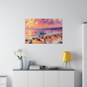 Serene Shorescape Pastel Colored Beach Painting Canvas