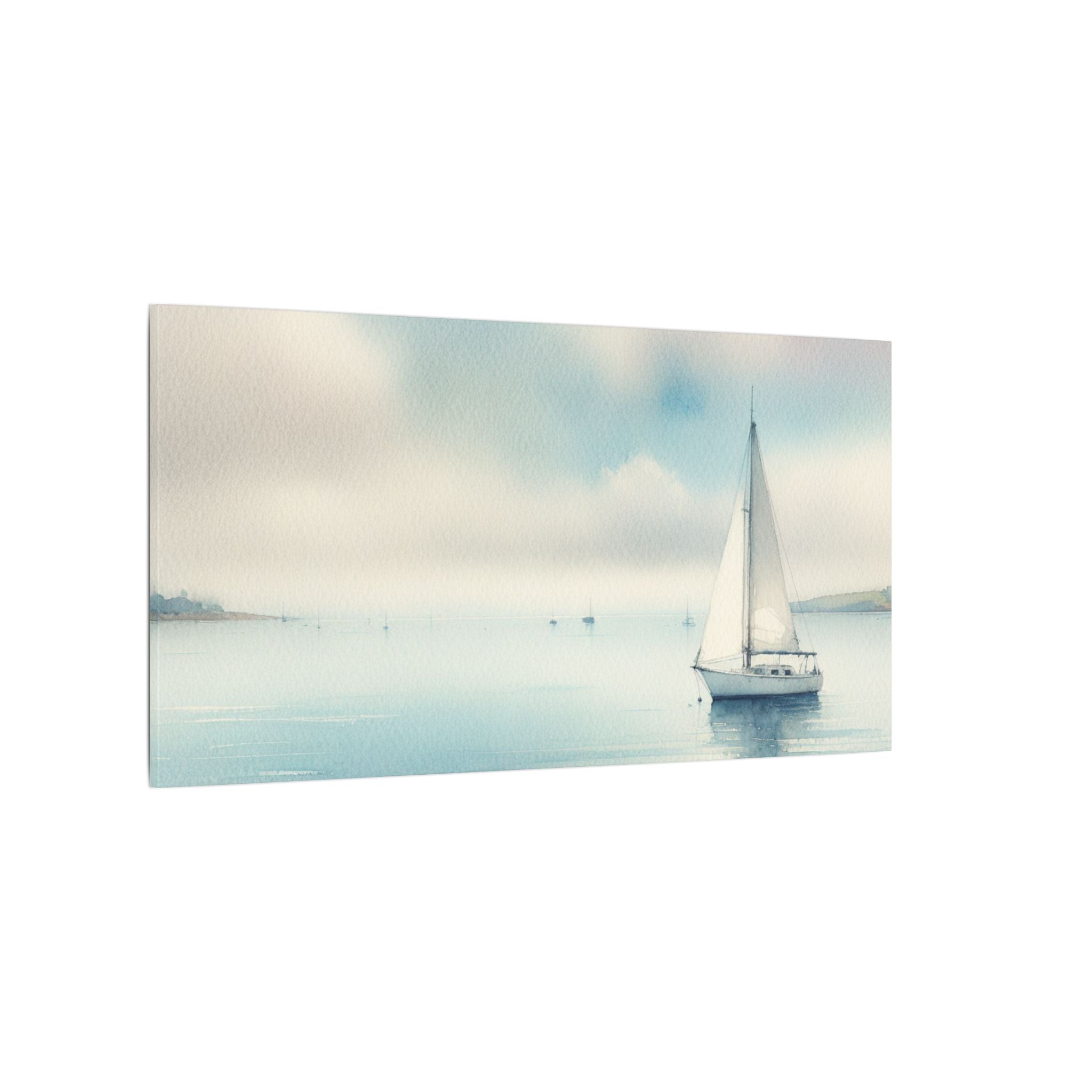 Watercolor Coastal Sailboat Canvas