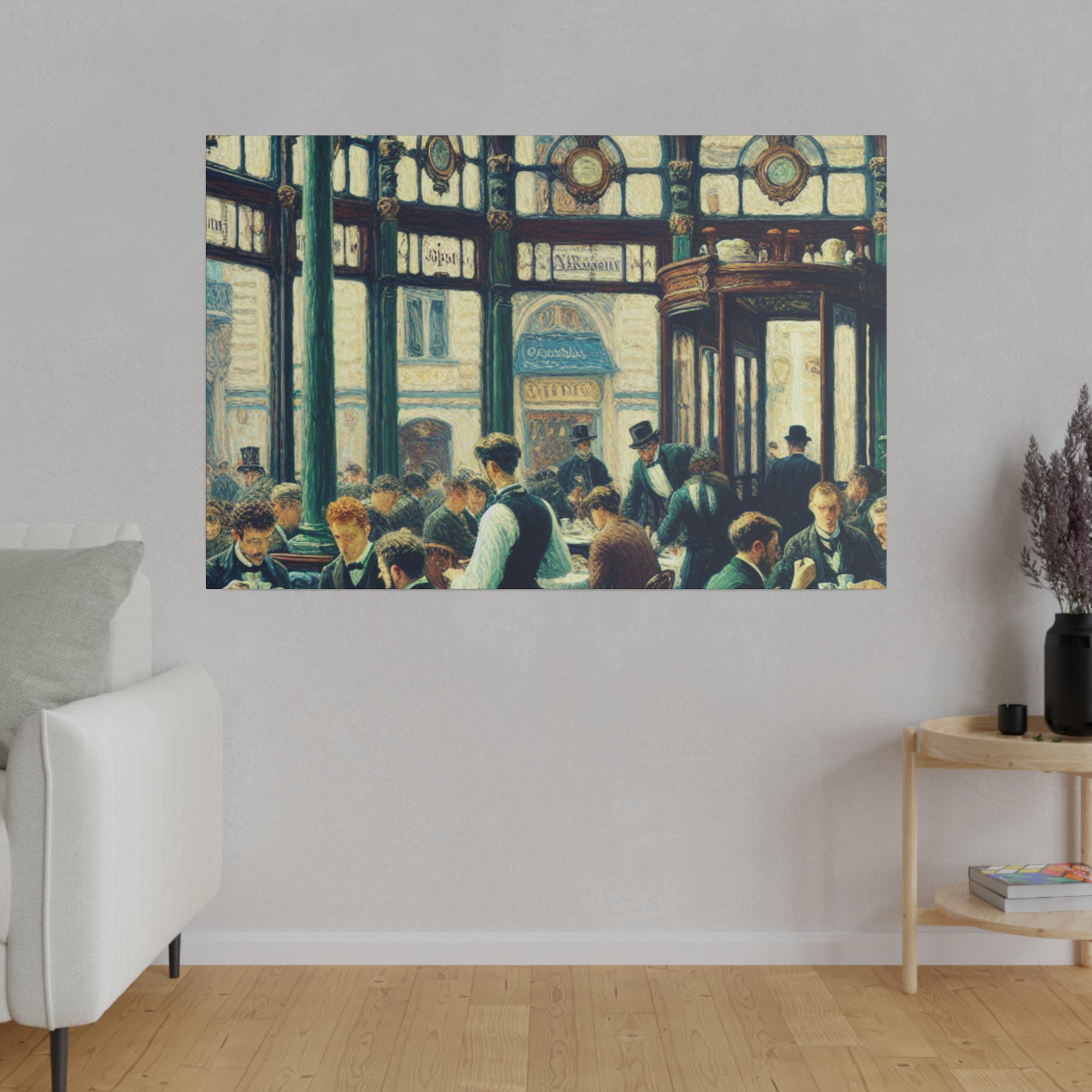 Old Time European Cafe Artwork Painting Canvas