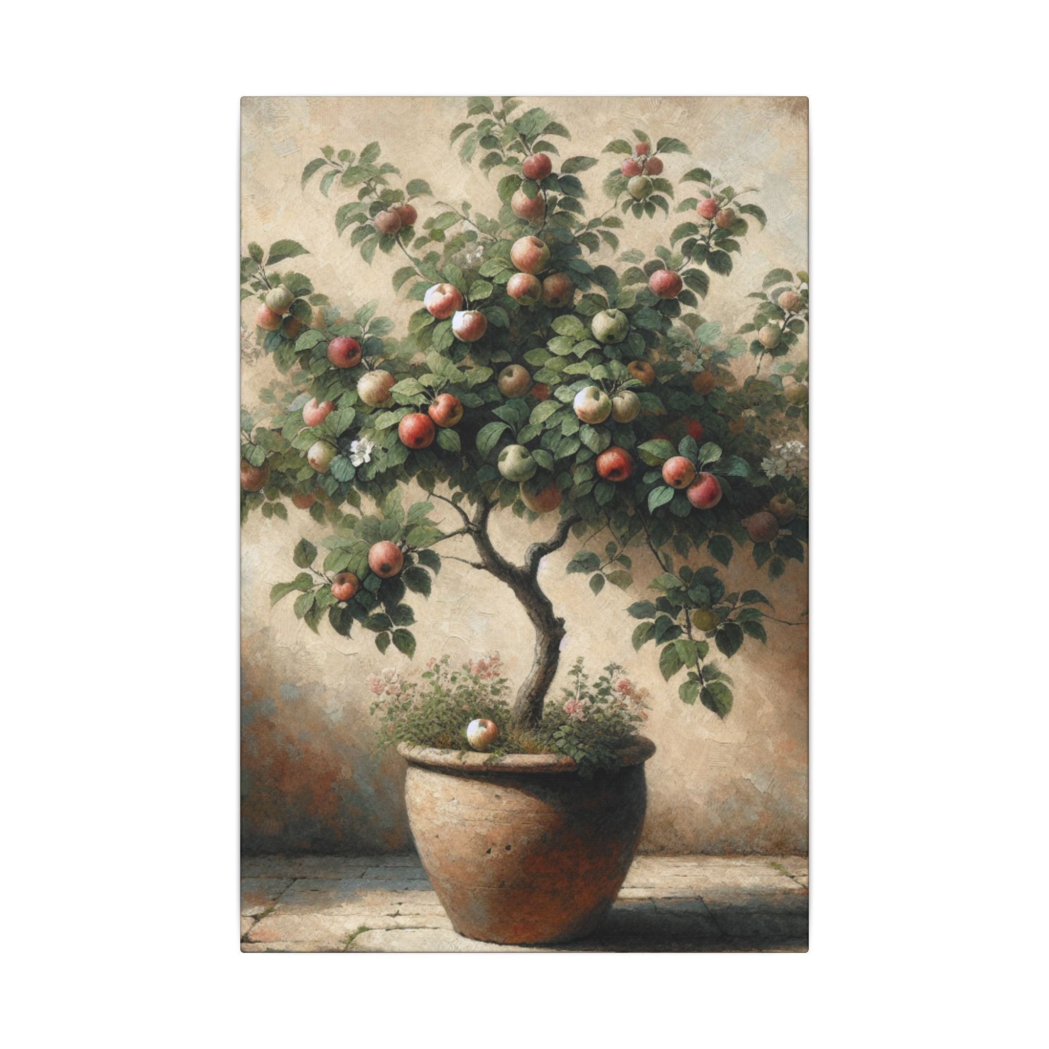 Potted Apple Tree Rustic Canvas