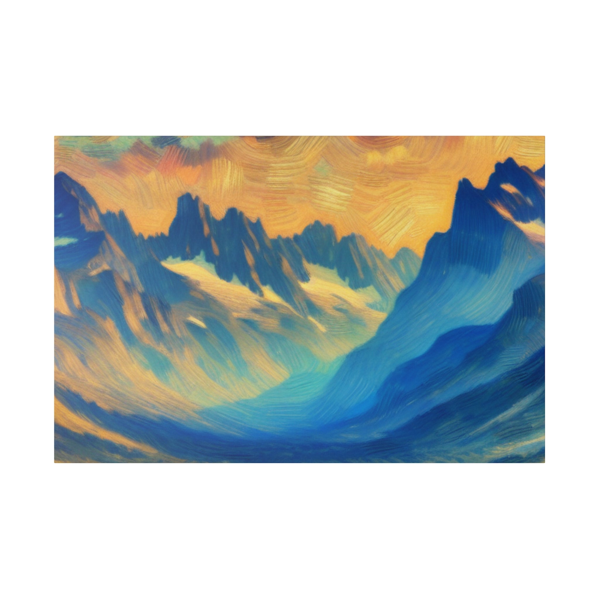 Misty Peaks of Dawn Mountain Landscape Painting Canvas