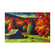 Autumn's Verdant Whisper Farmhouse Fall Painting Canvas