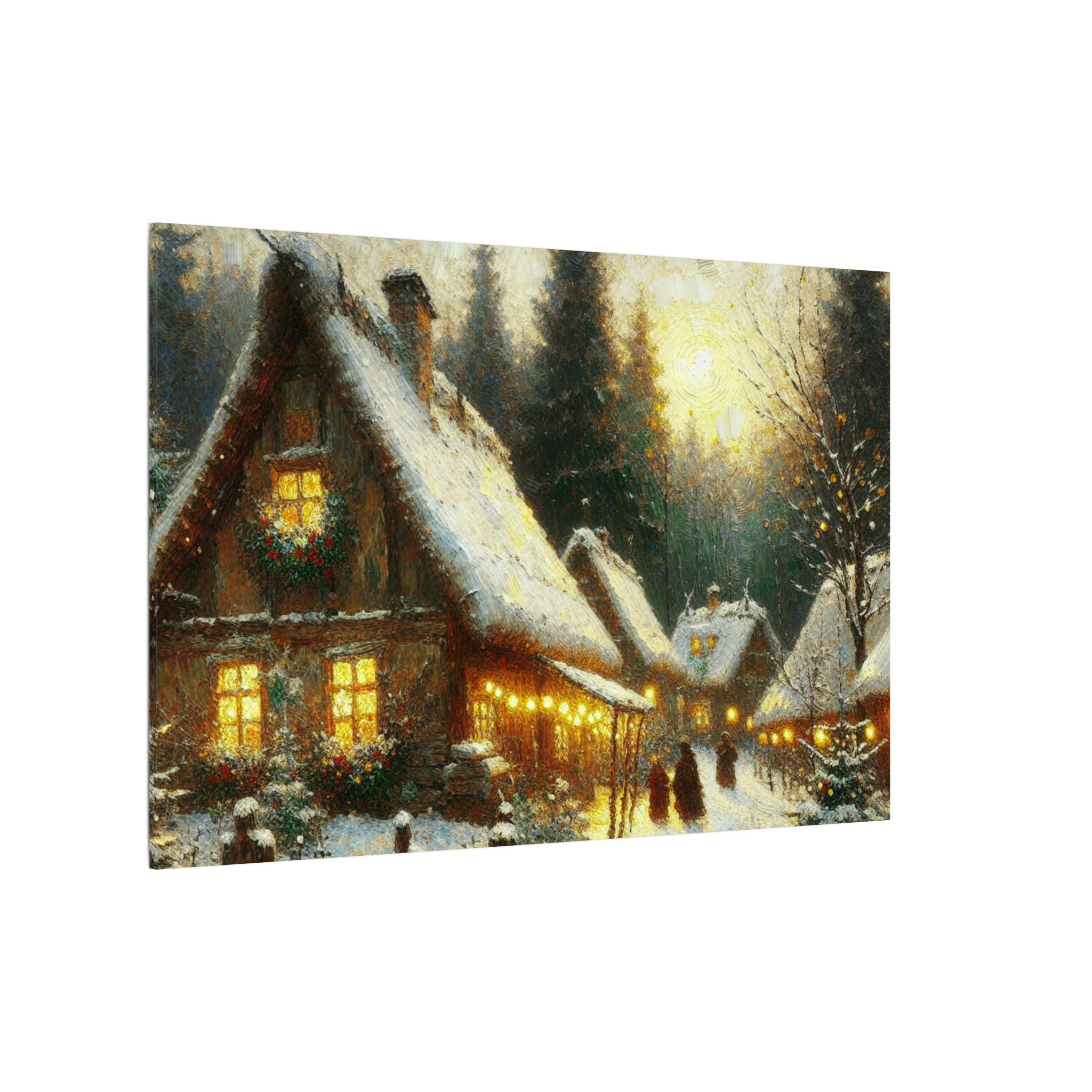 Snowy Christmas Village Canvas