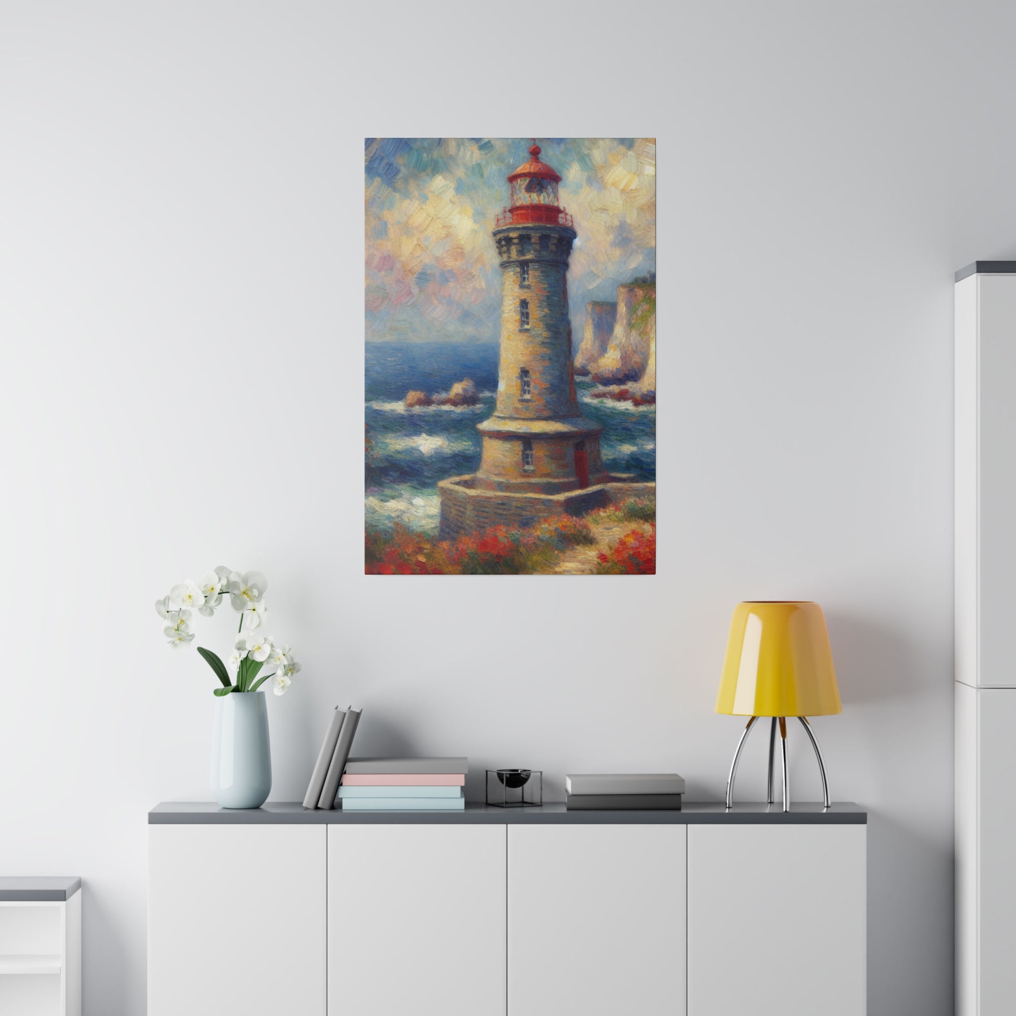 Beacon Muse Coastal Wall Art Lighthouse Painting Canvas