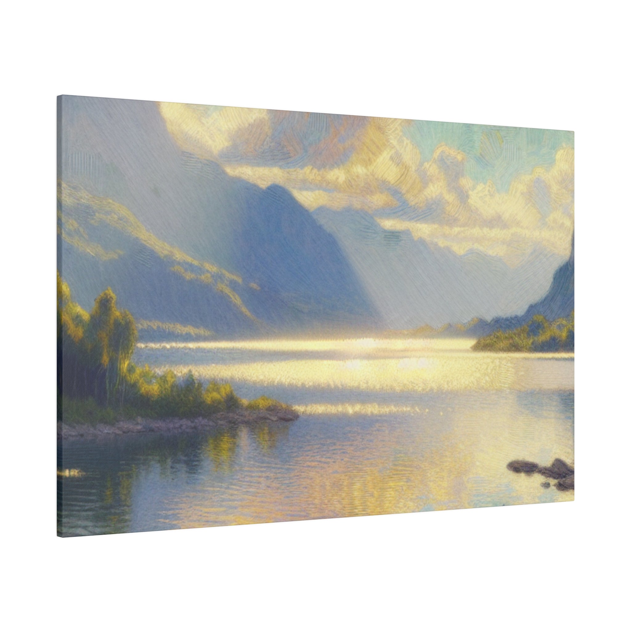 Serene Lake Mirage Lake Painting Canvas