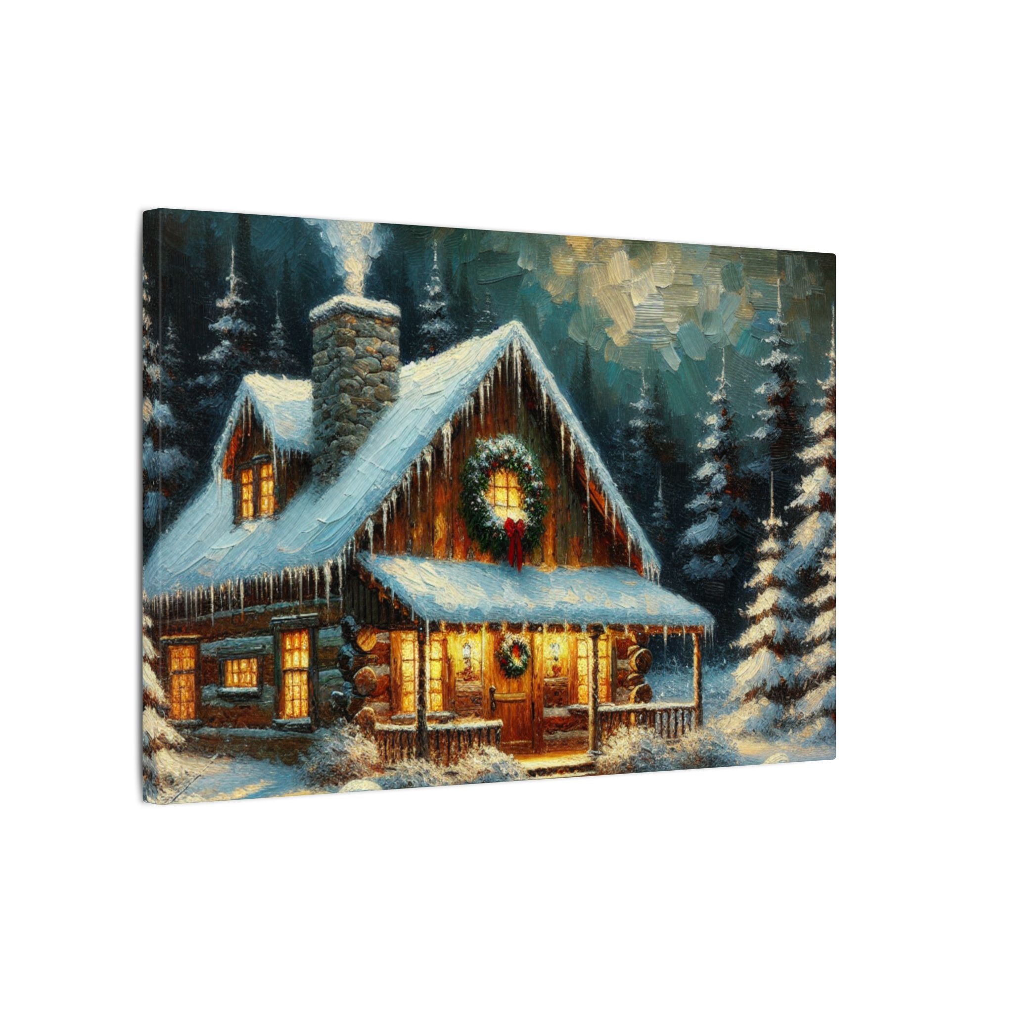 Rustic Christmas Cabin Canvas
