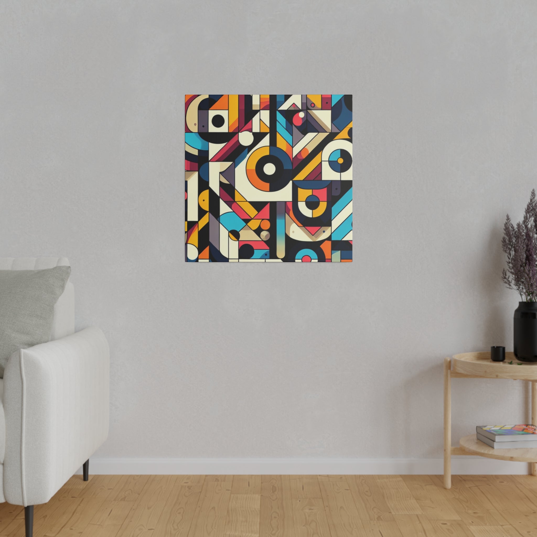 Geometric Symphony in Maximalist Hues Geometric Painting Canvas