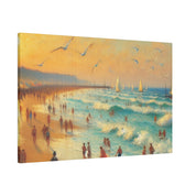 Sunset Serenity Vintage Impressionist Beach Painting Canvas