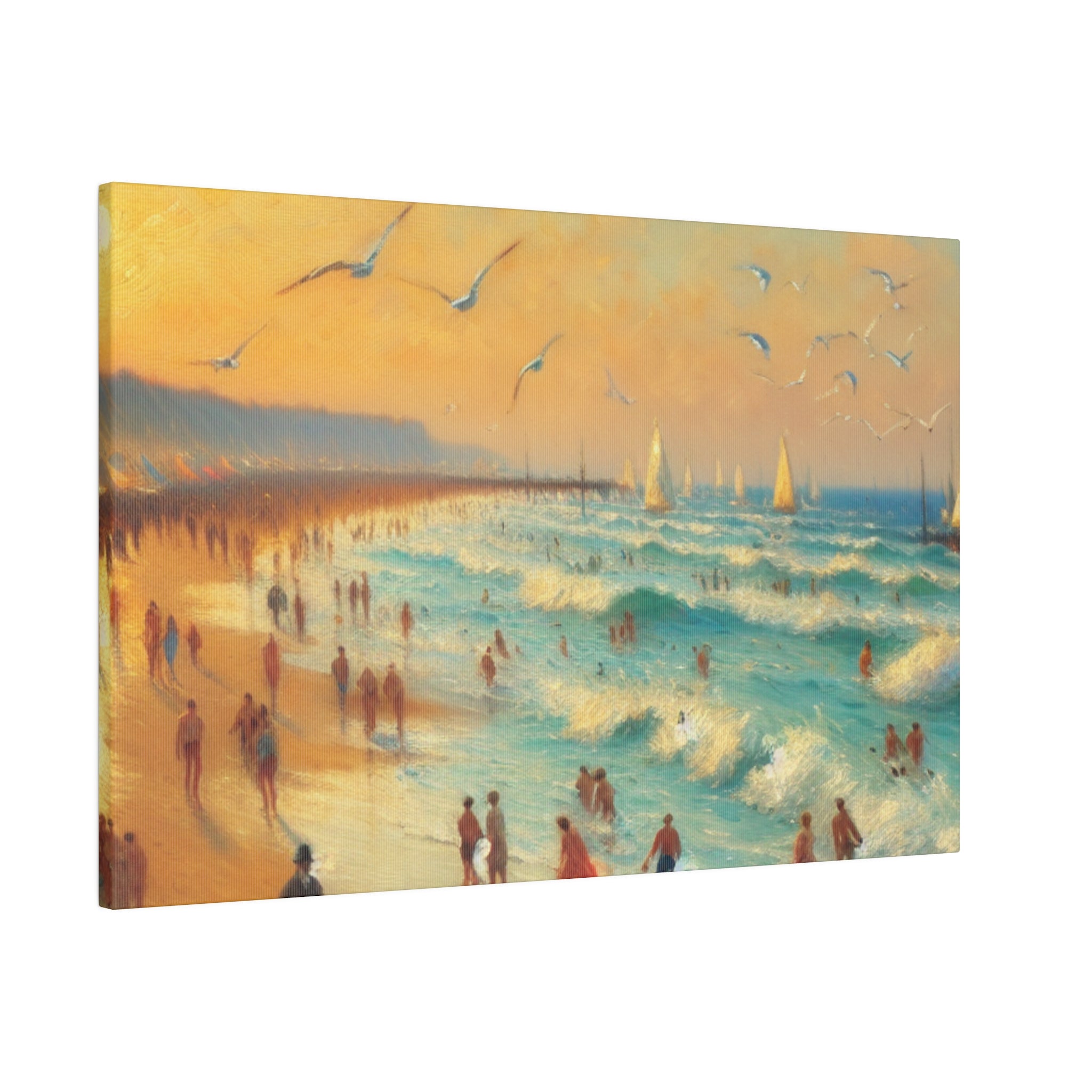 Sunset Serenity Vintage Impressionist Beach Painting Canvas