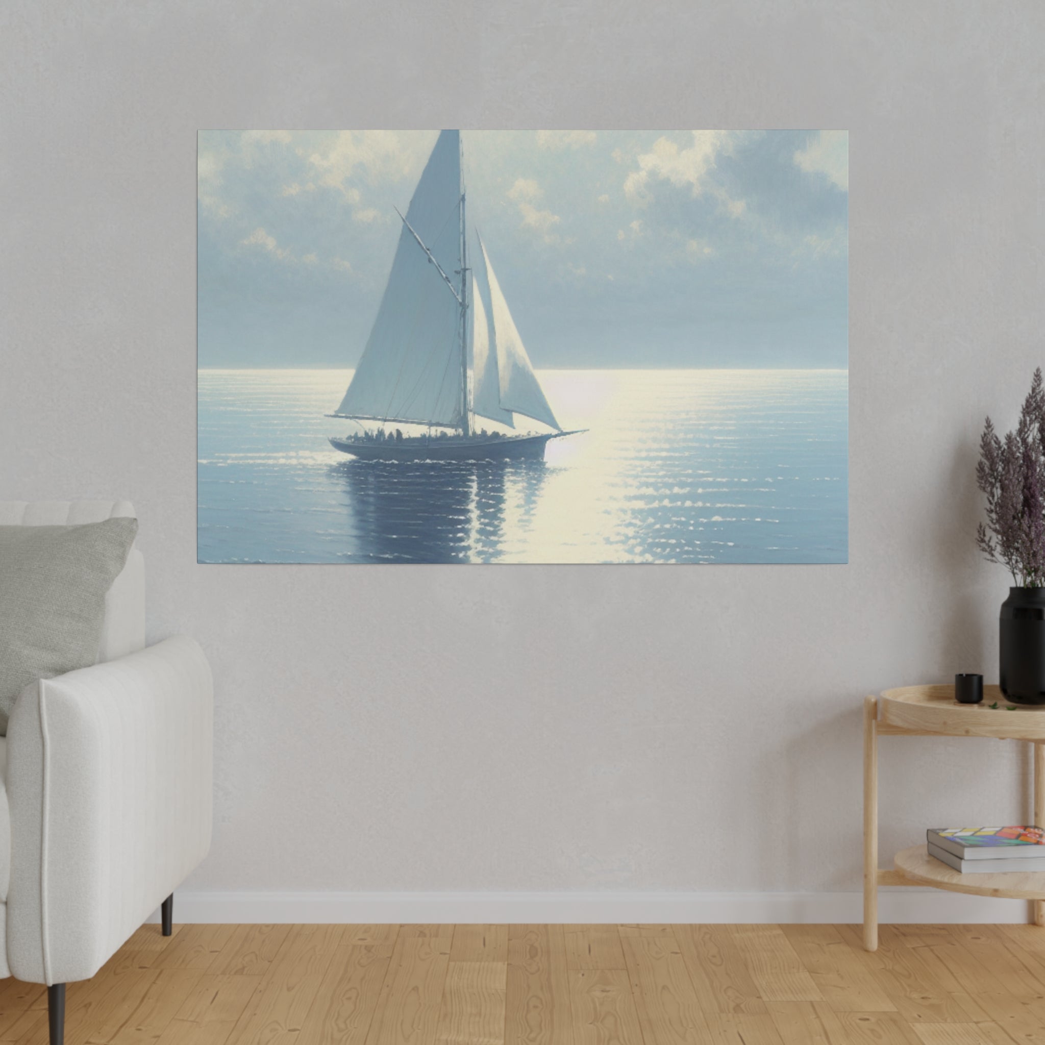 Serene Voyage Sailboat Painting Canvas