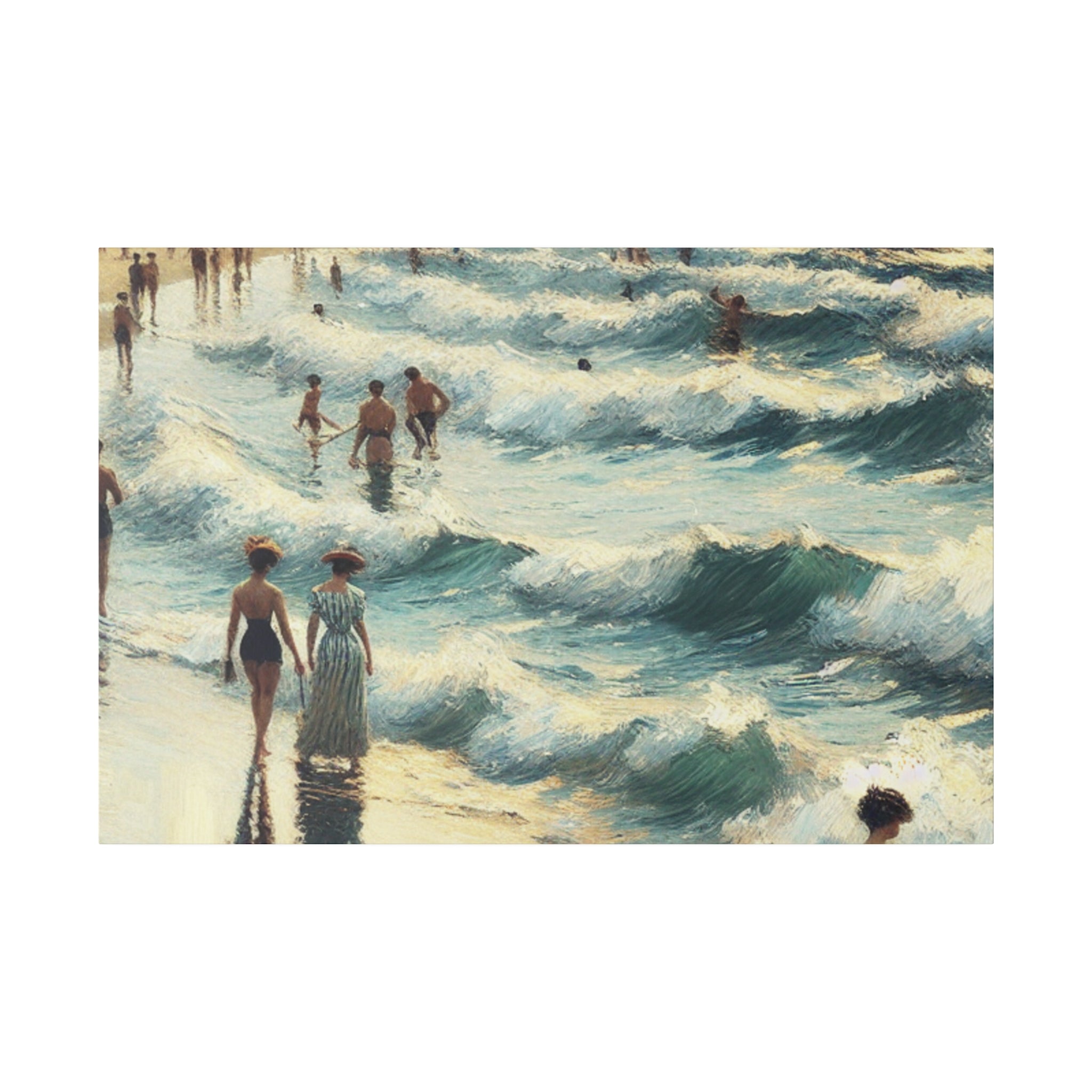 Seaside Reverie in Warm Pastels Vintage Beach Painting Canvas