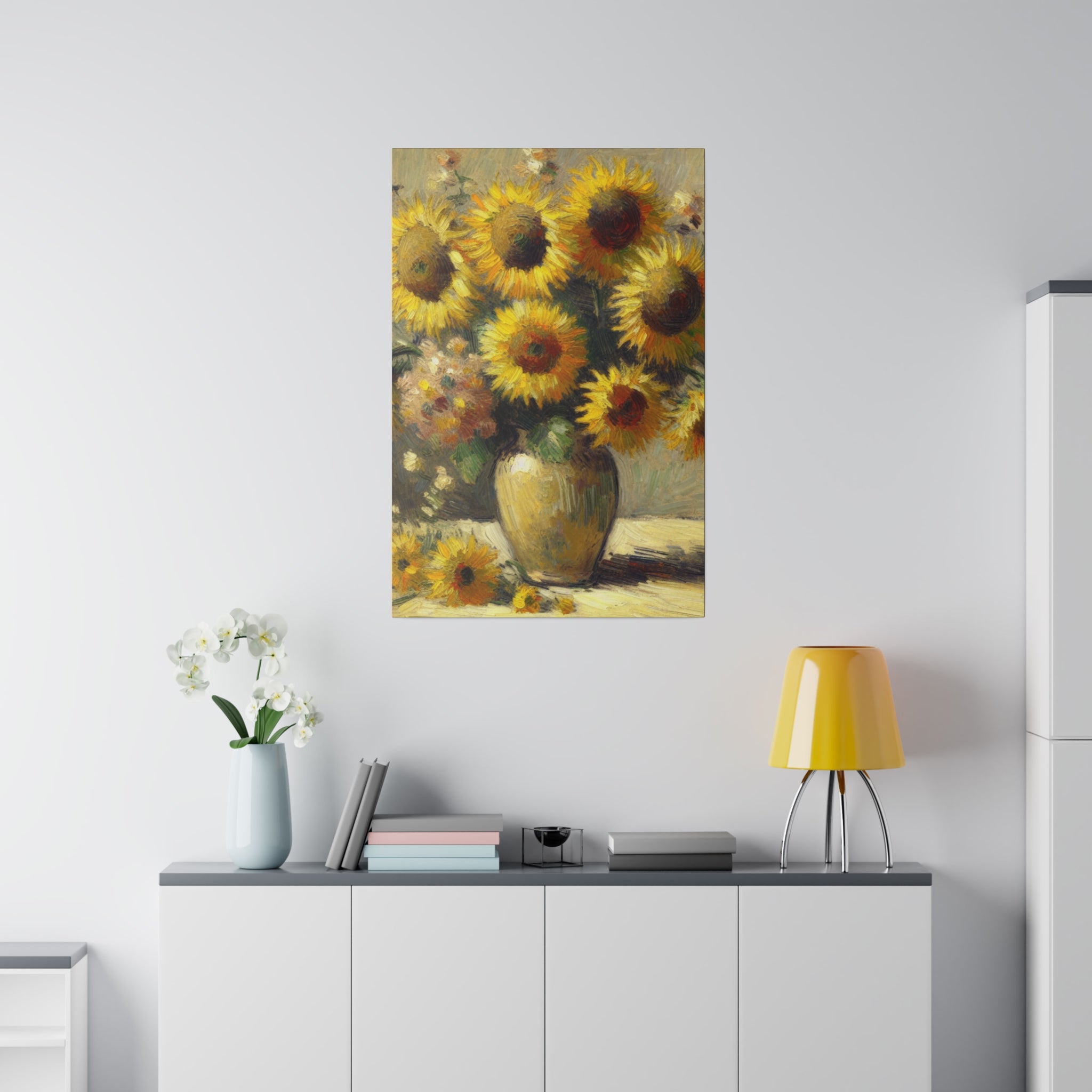 Timeless Blooms Flowers In Vase Sunflower Painting Canvas