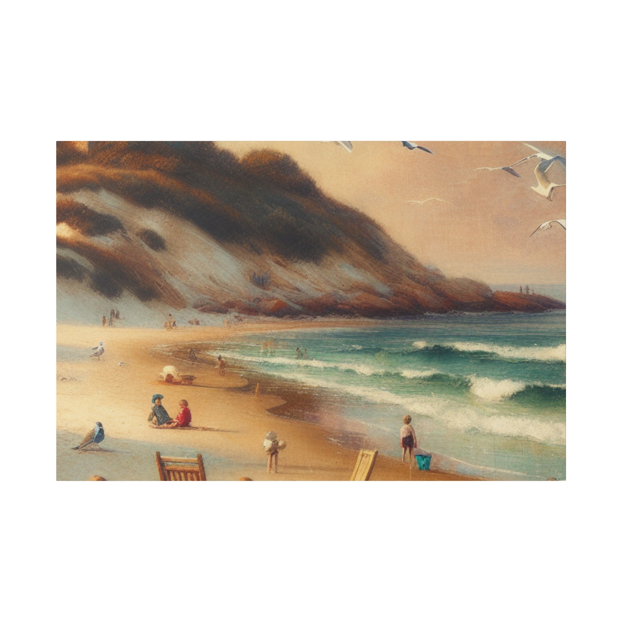 Seashore Whispers Impressionist Empty Beach Painting Canvas