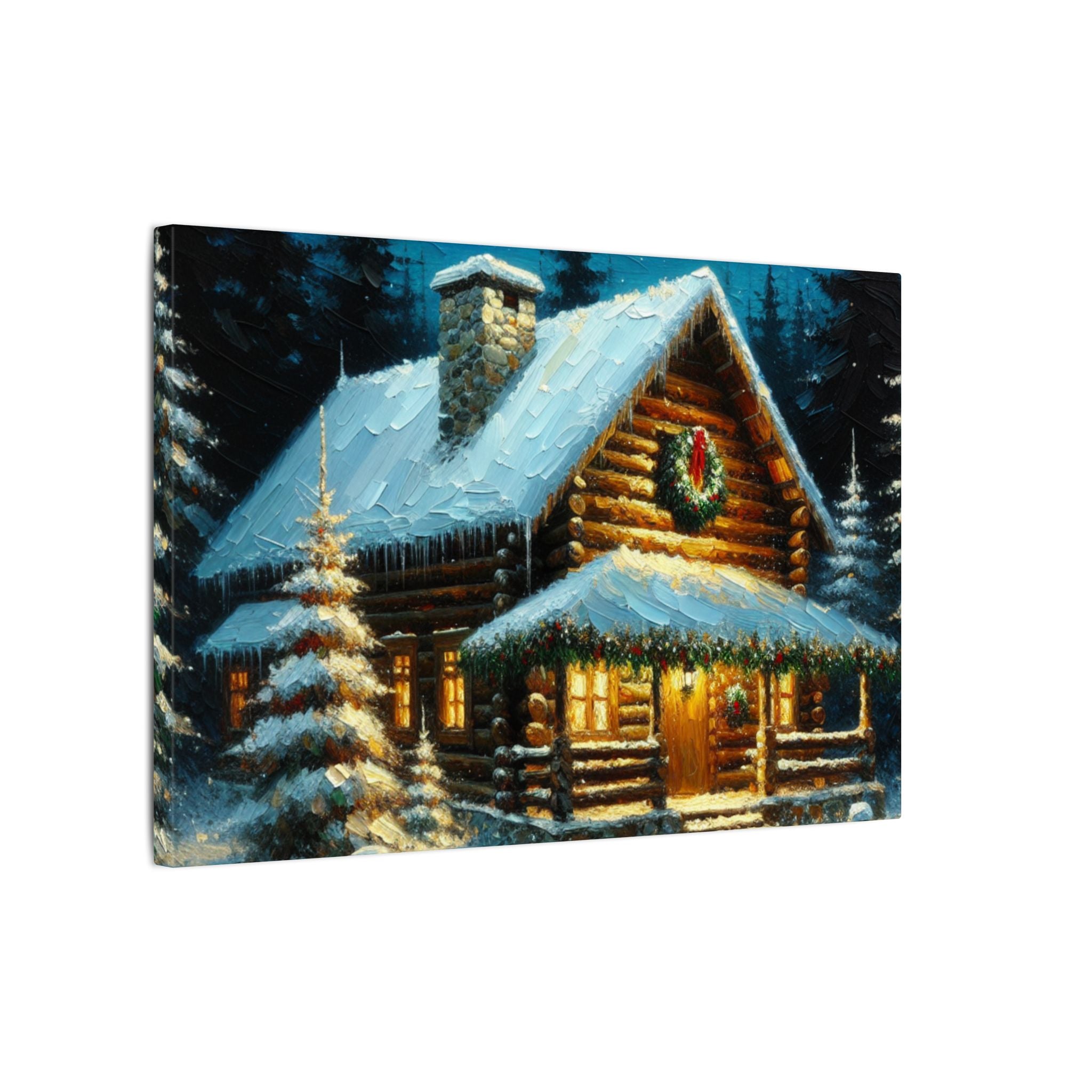Christmas Cabin in the Woods Canvas