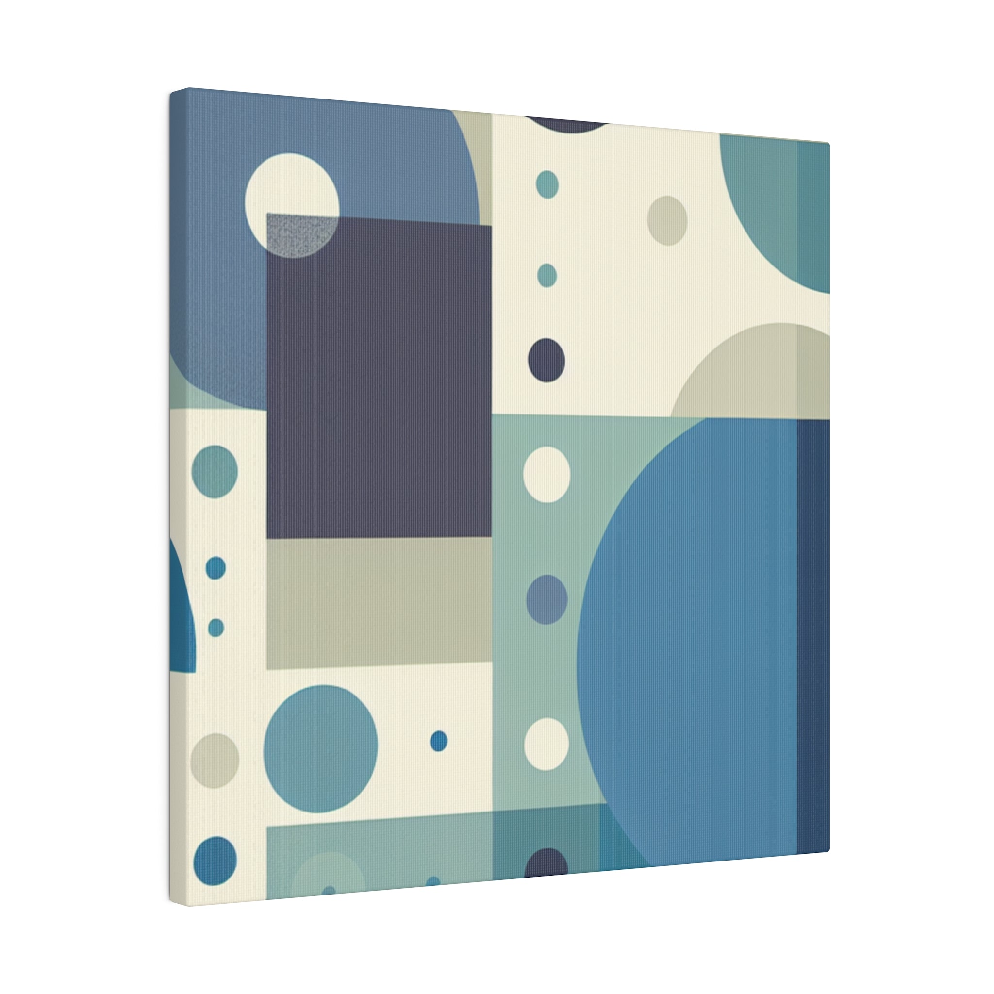 Neutral Green Blue Geometric Mid Century Wall Art Canvas