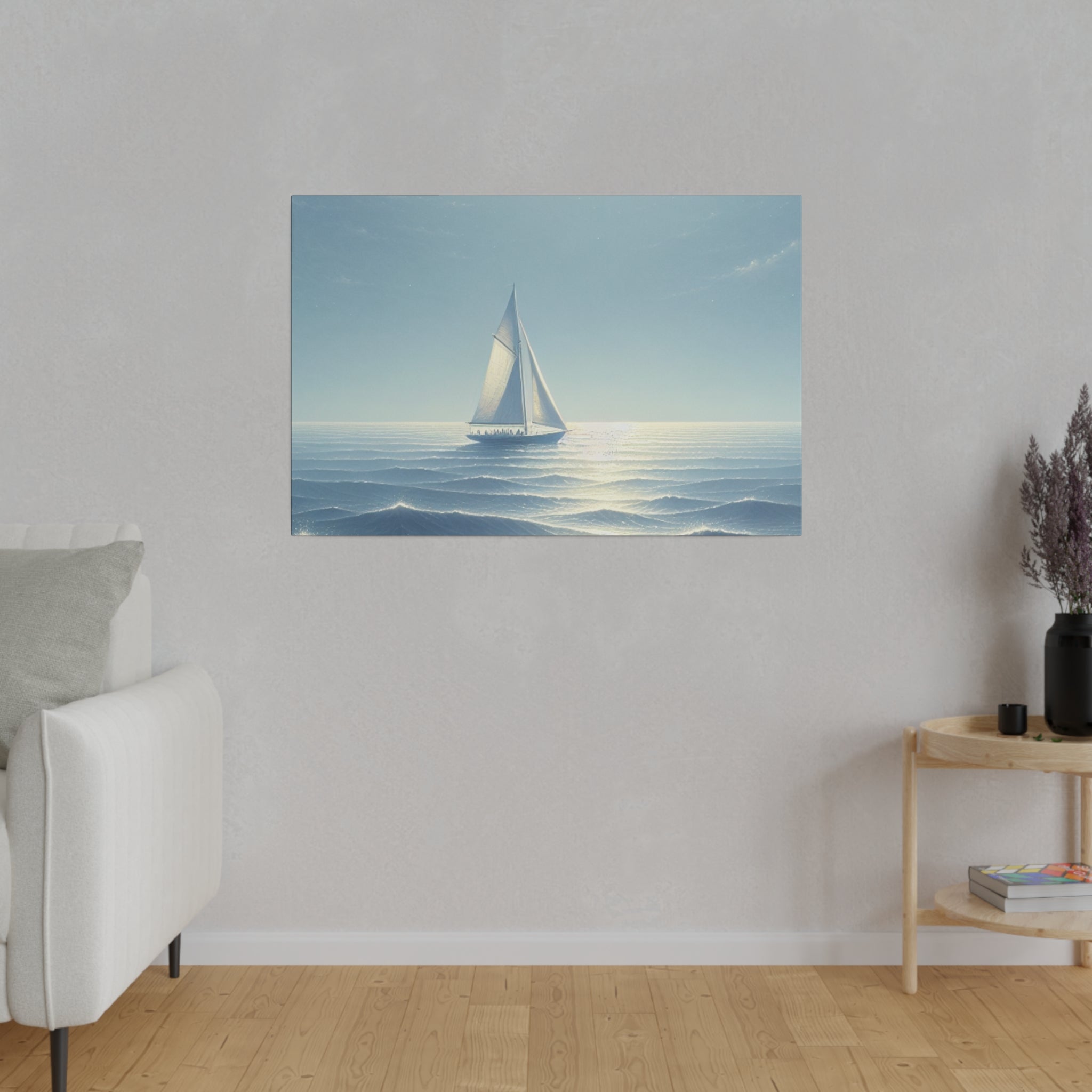 Serene Voyage Sailboat Painting Canvas