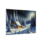 Snowy Cabin Lights Canvas