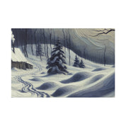 Remote Shack Vintage Expressionist Winter Painting Canvas