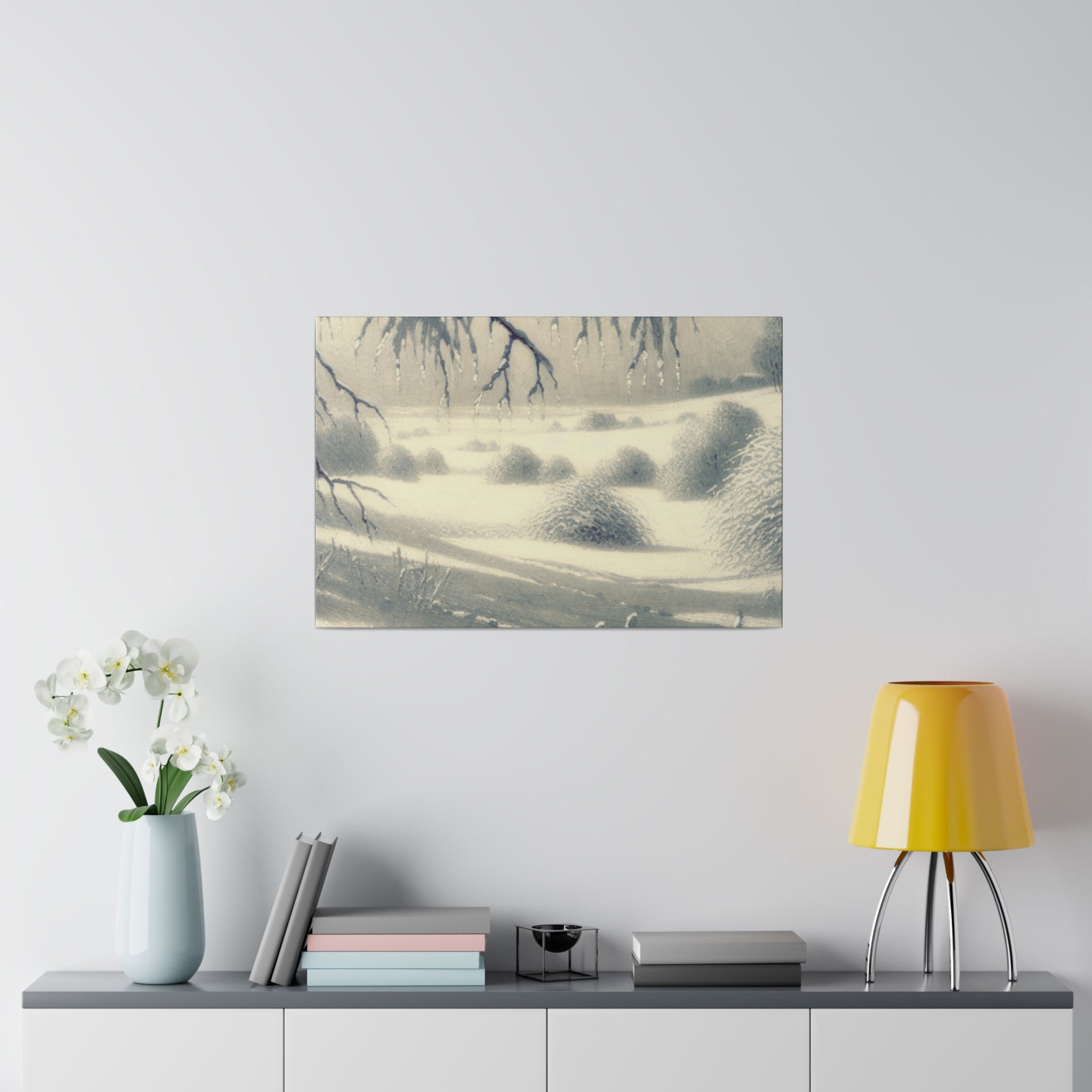 Silver Daylight Shimmers Snowscape Winter Painting Canvas