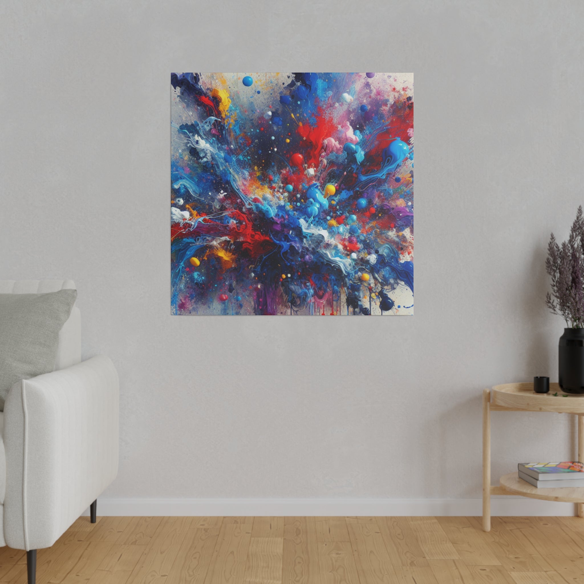 Abstract Expressionist Multicolor Splatter Wall Art Canvas