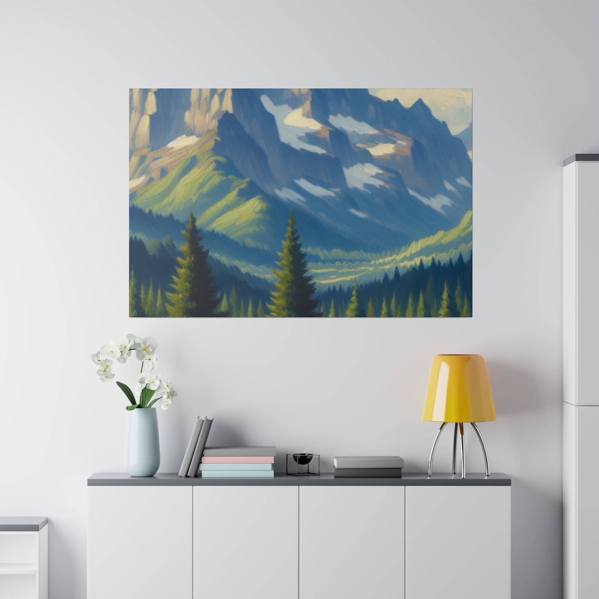 Vista Serenity Peak Mountain Landscape Painting Canvas