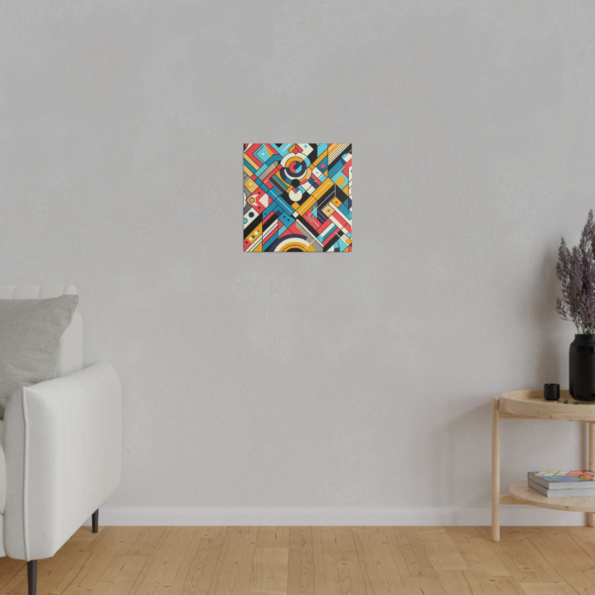 Brash Angles in Exuberant Abstraction Geometric Painting Canvas