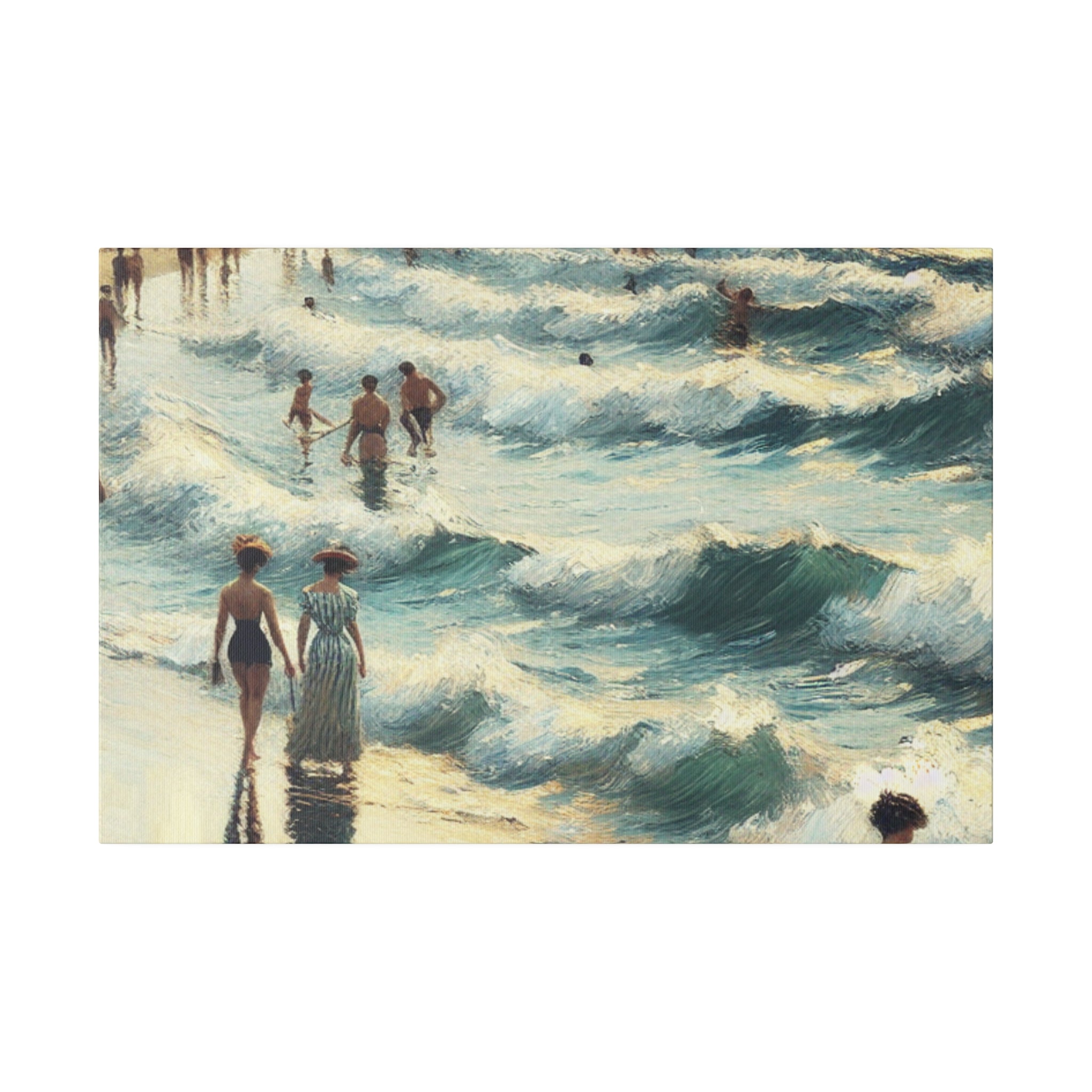 Seaside Reverie in Warm Pastels Vintage Beach Painting Canvas