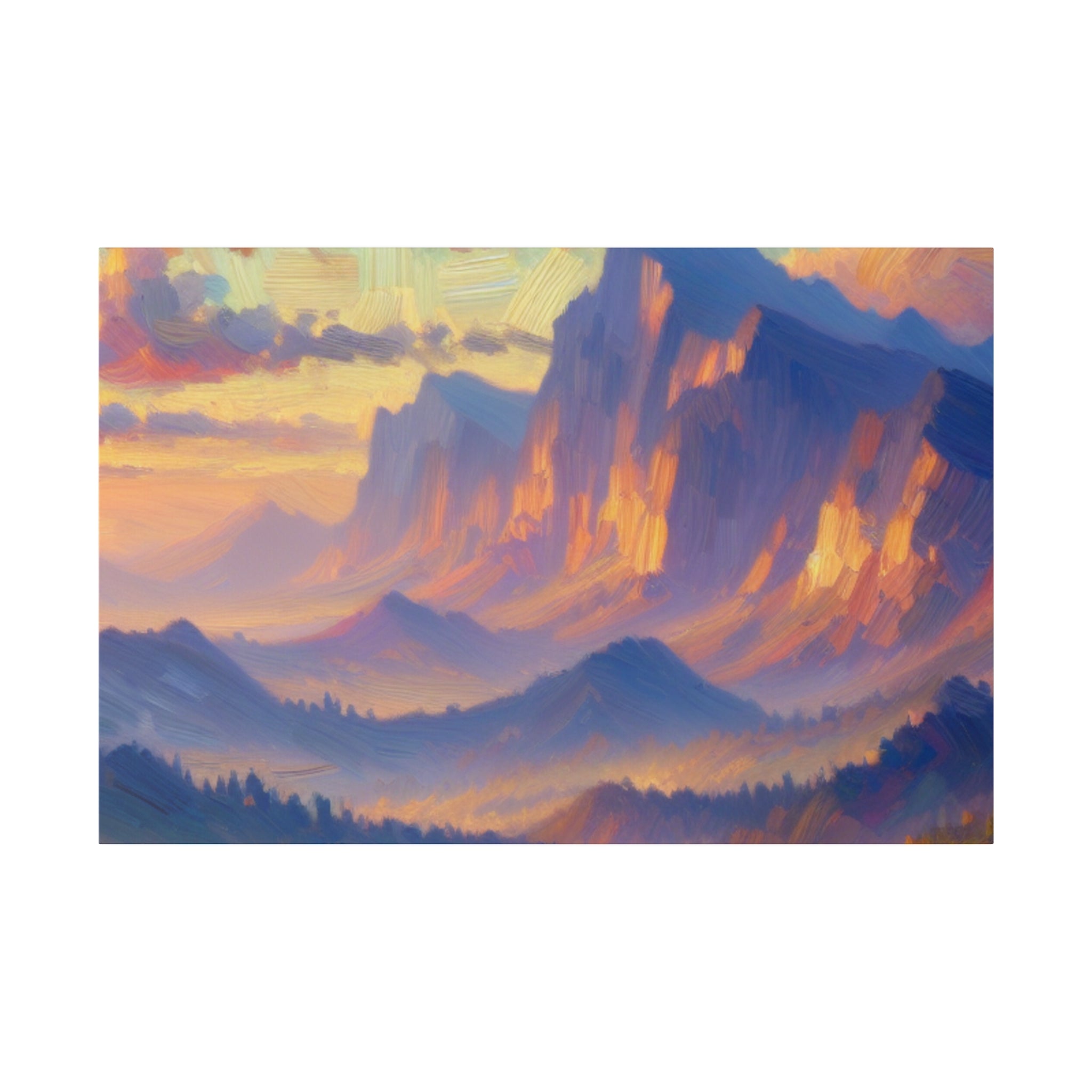 Impressionist Summit Serenity Mountain Landscape Painting Canvas