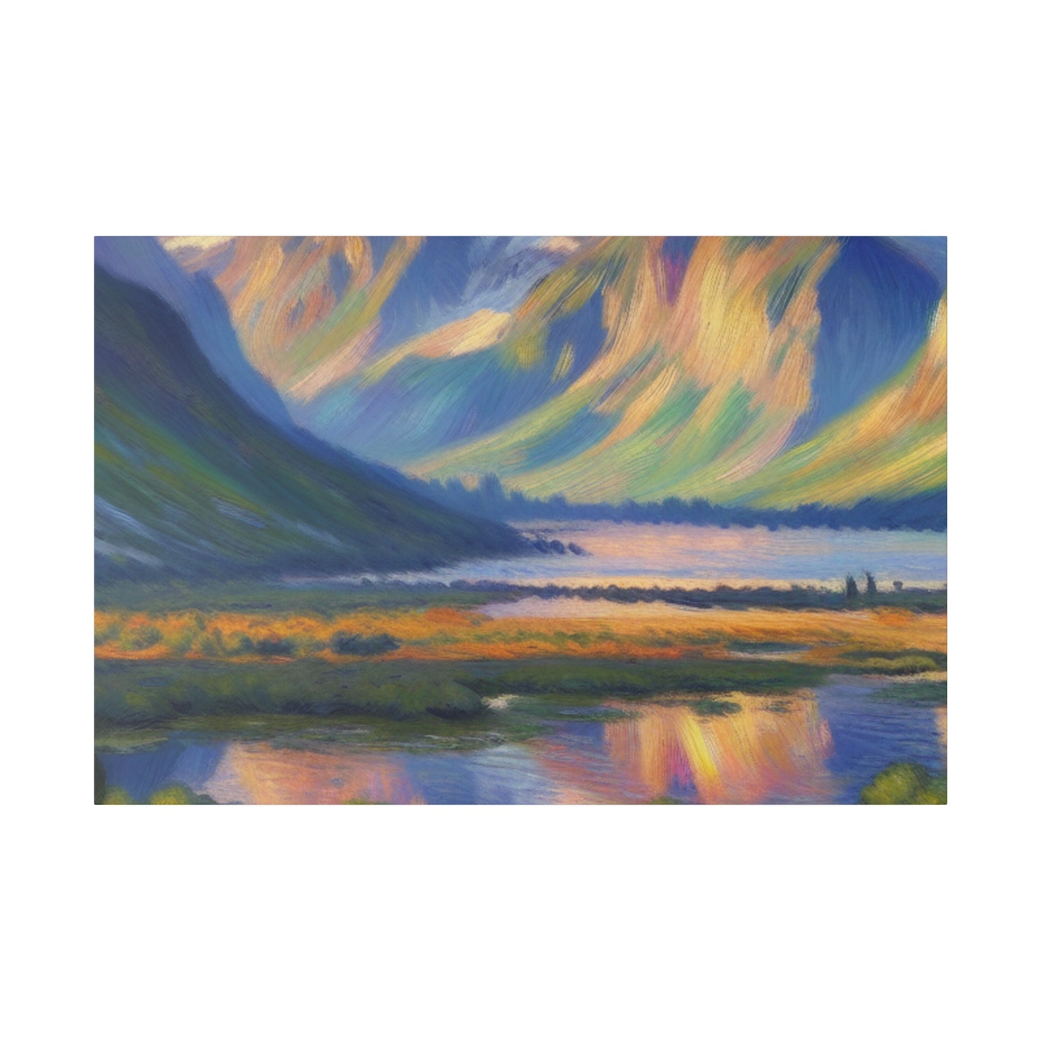 Majestic Valley Lake Mountain Landscape Painting Canvas