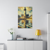 Harbor’s Beacon Coastal Wall Art Lighthouse Painting Canvas