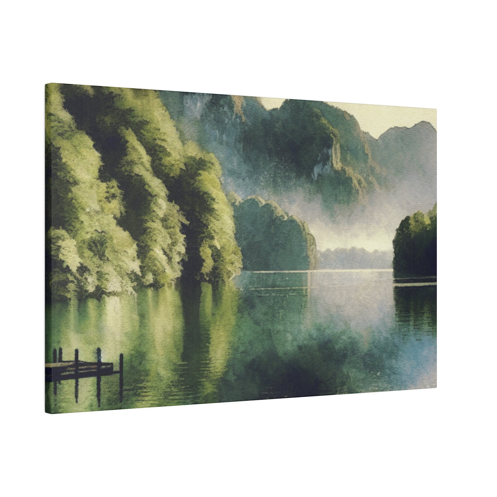 Serene Solitude Lake Whispers Lake Painting Canvas