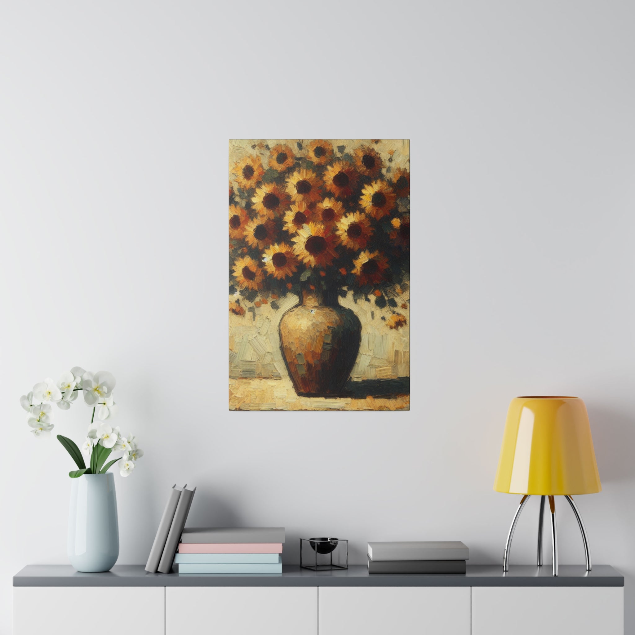 Timeless Blossoms Flowers In Vase Sunflower Painting Canvas