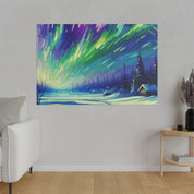 Nocturnal Hues Northern Lights Skycape Painting Canvas