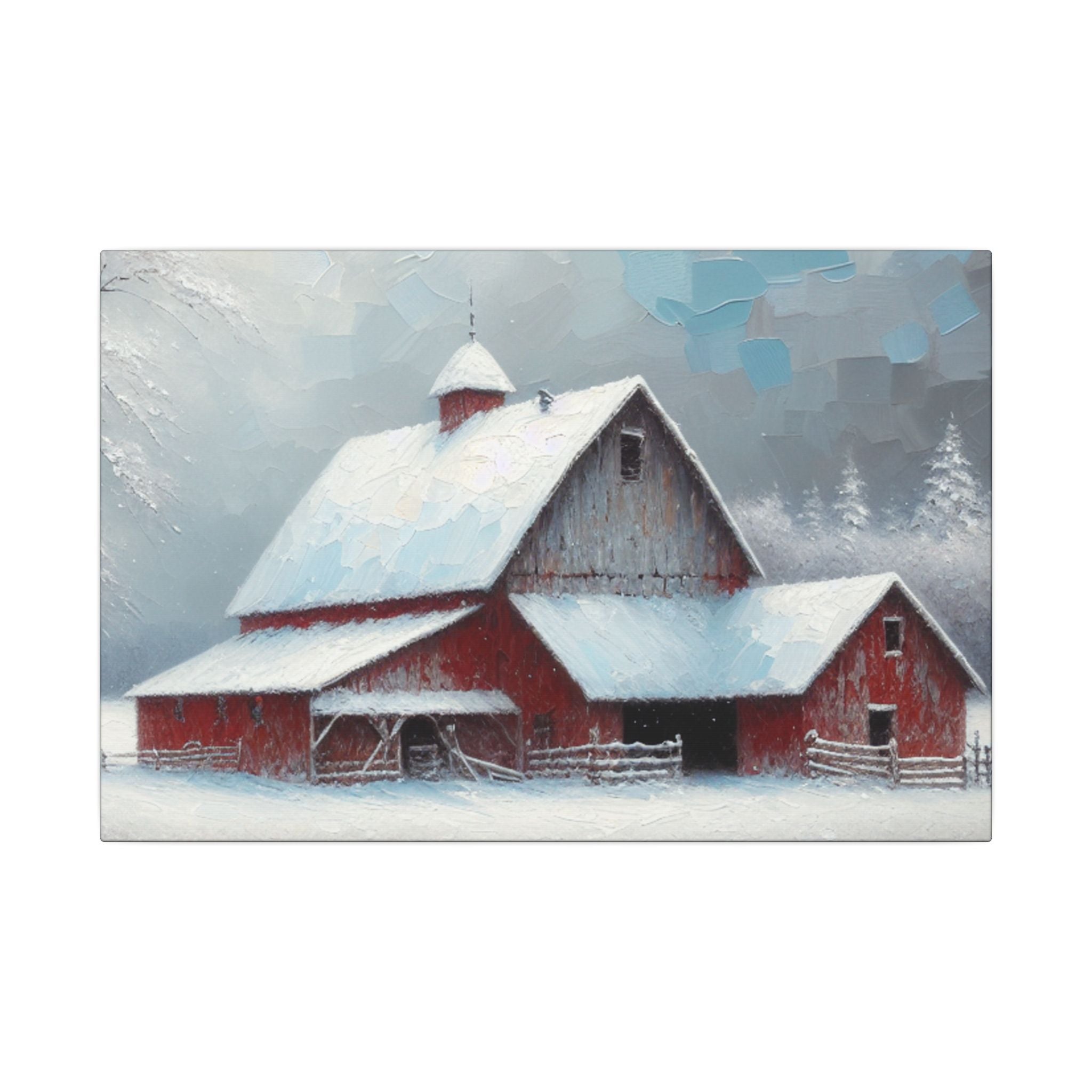 Snowy Christmas Barn Canvas