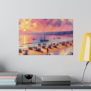 Serene Shorescape Pastel Colored Beach Painting Canvas