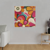 Psychedelic Petals Floral Wall Art 70s Artwork Canvas