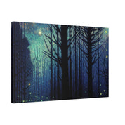 Firefly Glow Night Forest Painting Canvas