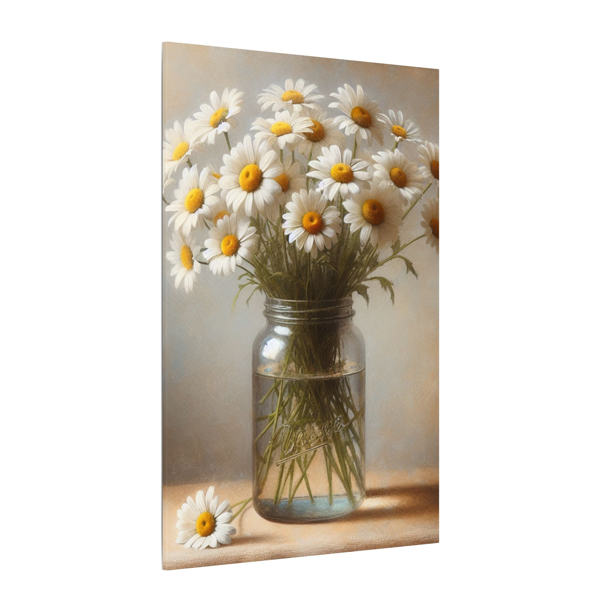 Vintage Farmhouse Style Daisies In Jar Canvas