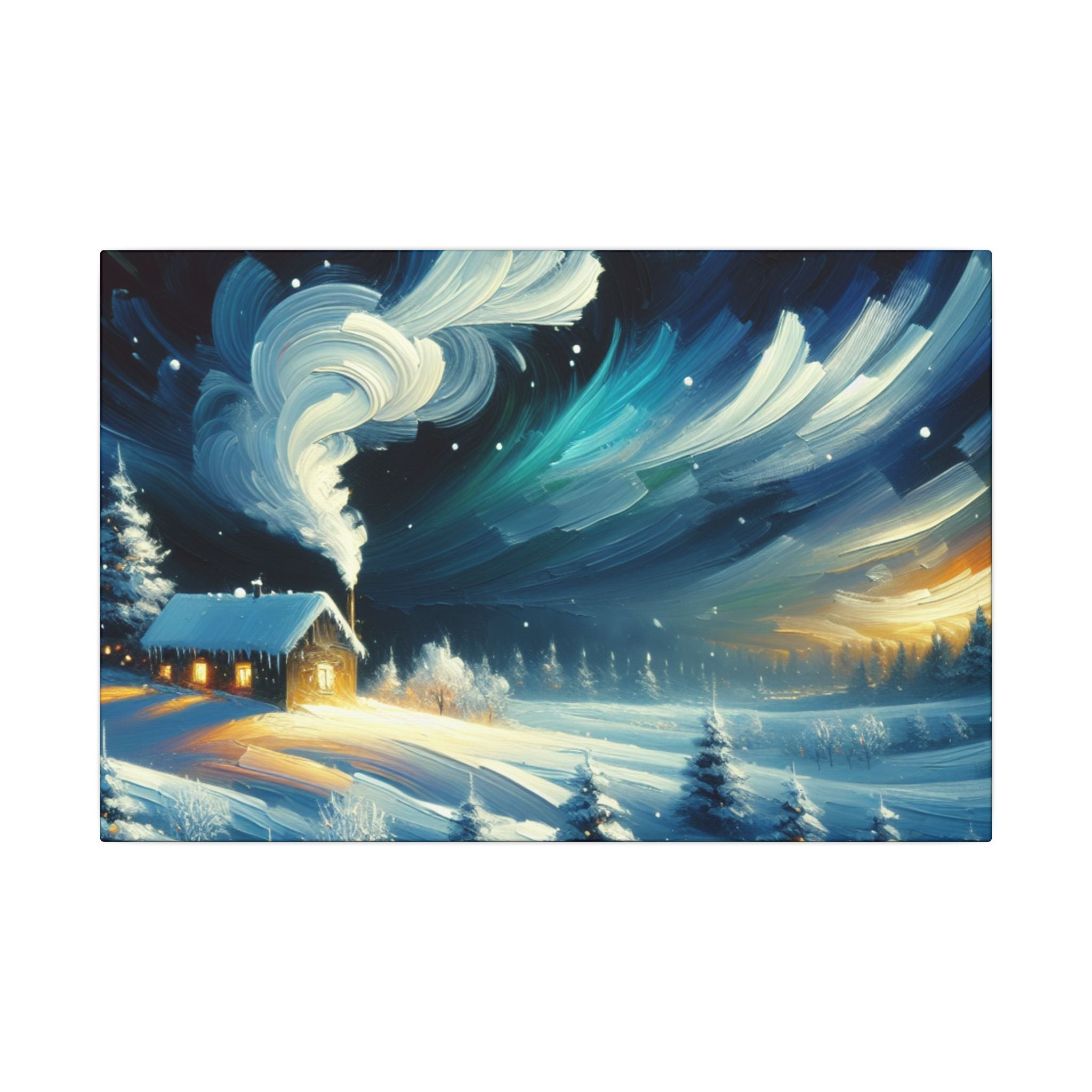 Christmas Cabin in the Snow Canvas