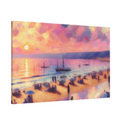 Serene Shorescape Pastel Colored Beach Painting Canvas