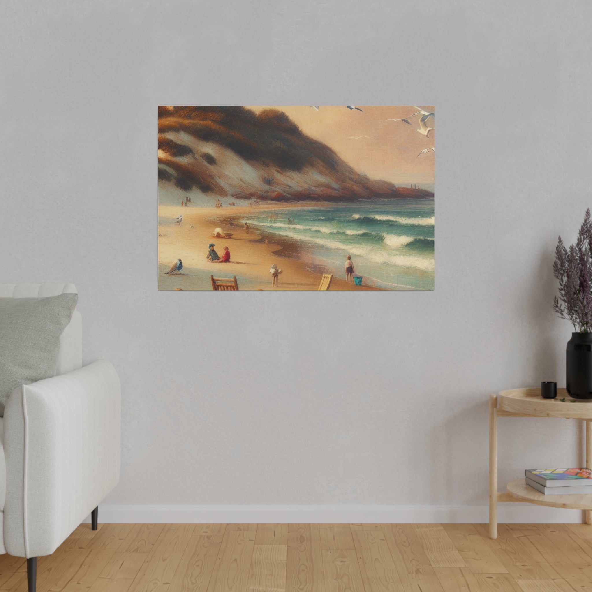 Seashore Whispers Impressionist Empty Beach Painting Canvas