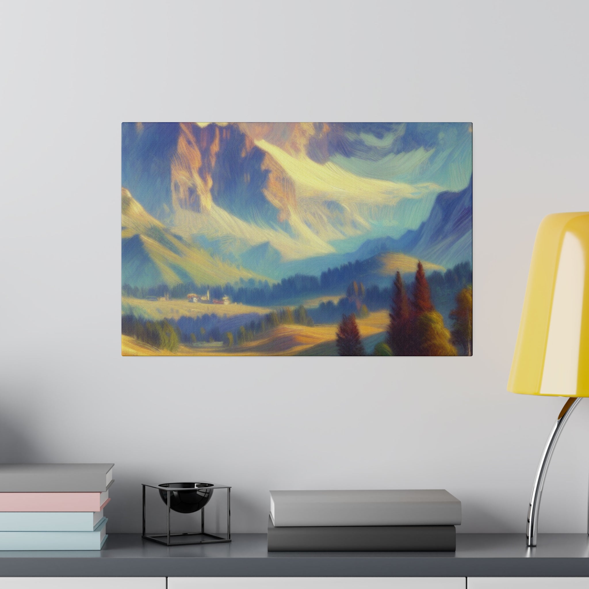 Impressionist Echoes of Majestic Peaks Mountain Landscape Painting Canvas