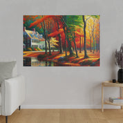 New England Home Cascade Fall Painting Canvas