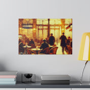 Bustling European Espresso Cafe Artwork Canvas