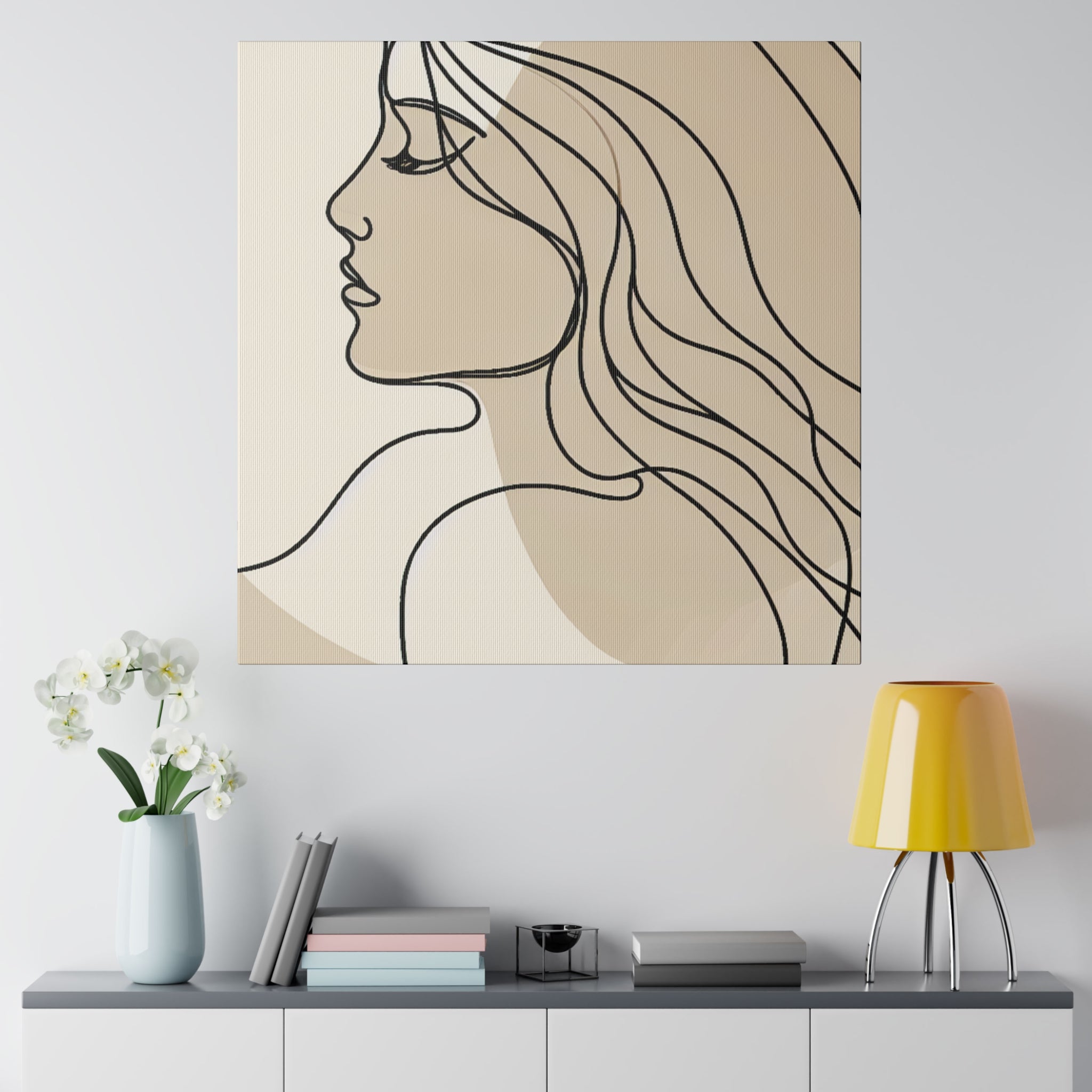 Mystic Beige Line Art Boho Style Wall Decor Canvas