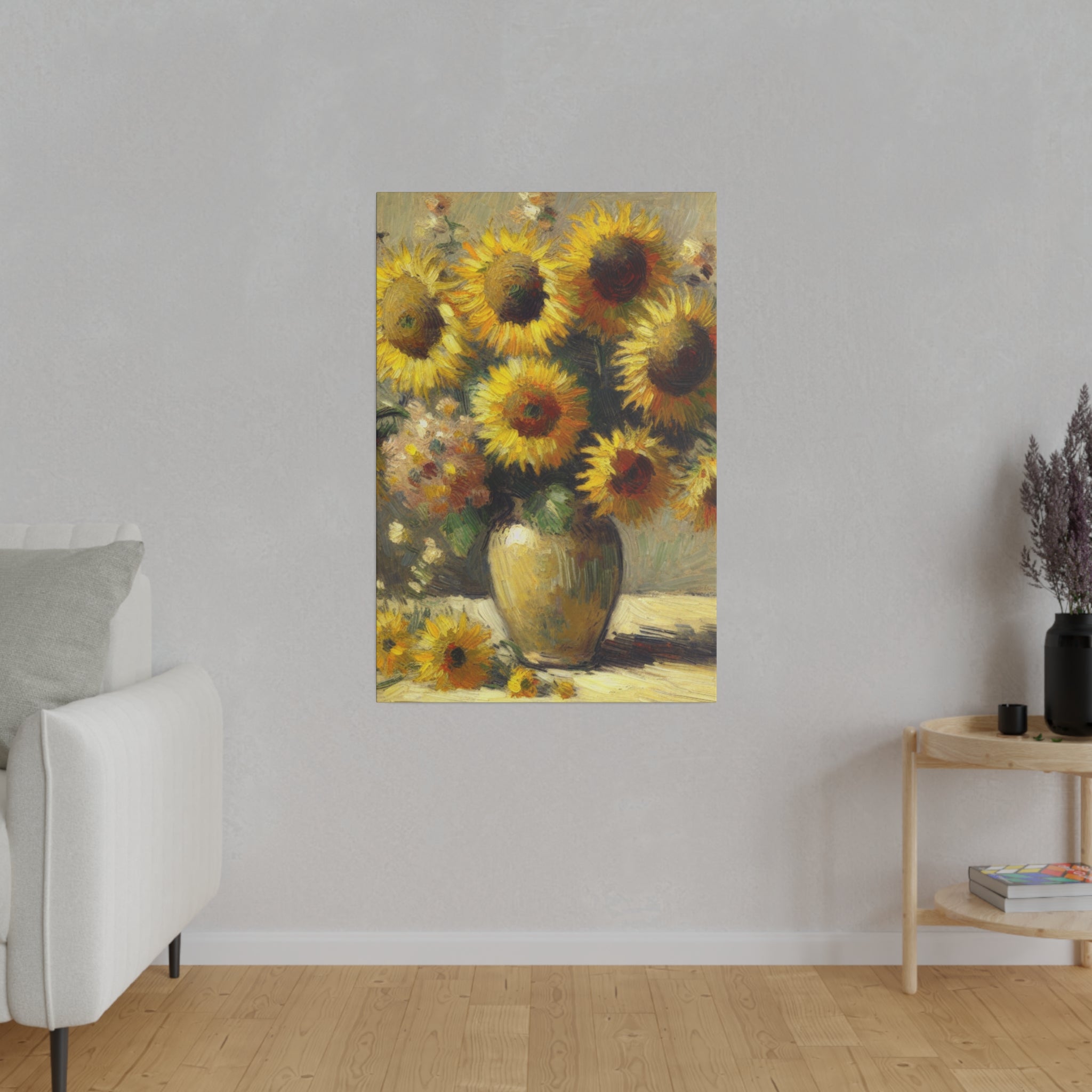 Timeless Blooms Flowers In Vase Sunflower Painting Canvas