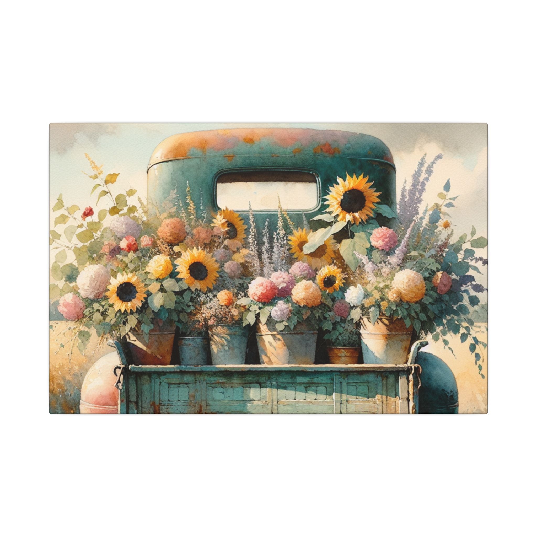 Flower-Filled Farm Truck Canvas