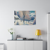 Frosty Epoch Cabin Snowscape Winter Painting Canvas